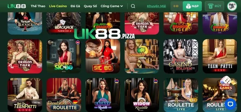  Live Casino UK88 đầu tư dịch vụ livestream hấp dẫn