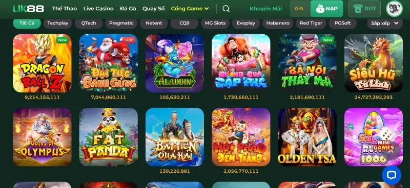 Slots game UK88 quy tụ nhiều thể loại hấp dẫn