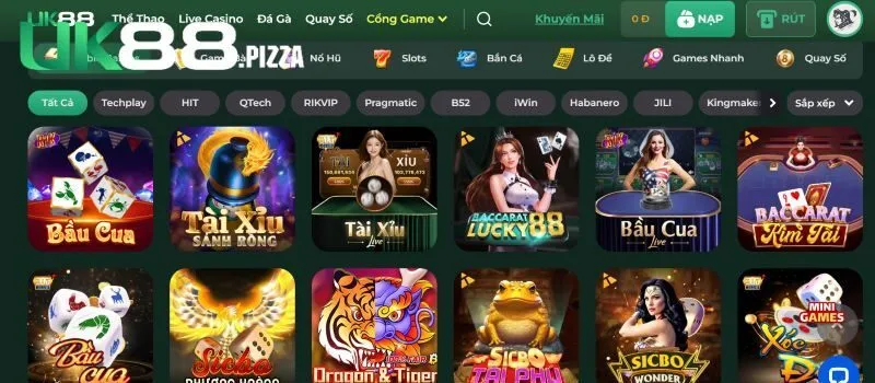 Table games UK88 sở hữu bộ sưu tập đa dạng các trò chơi